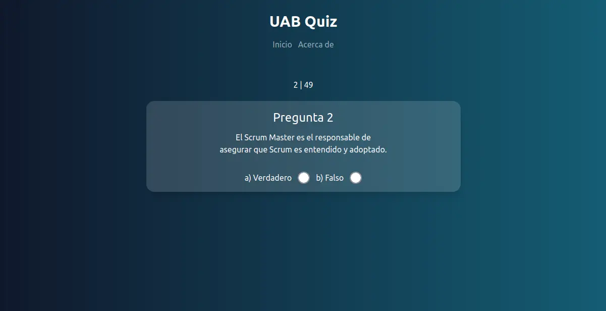 Screenshot QUIZ UAB